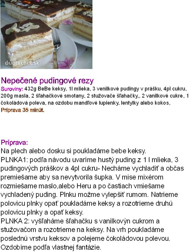 nepecene pudingove rezy