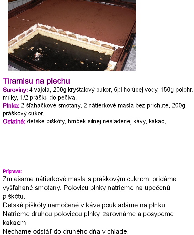 tiramisu na plechu